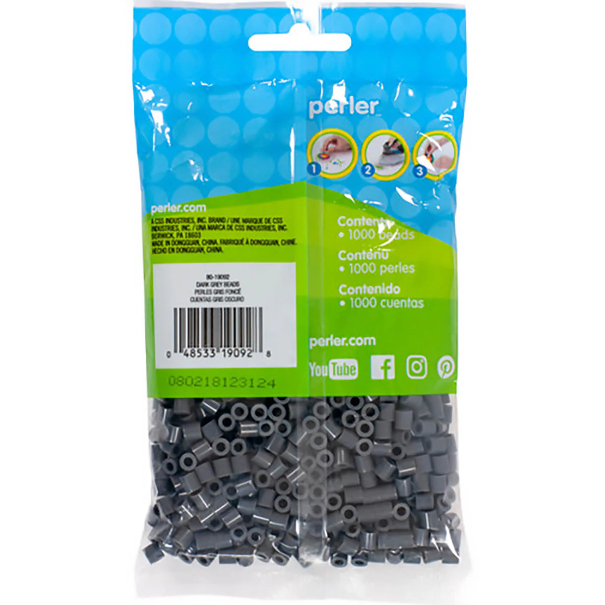 1,000 Perler Beads - Dark Grey - Image 3